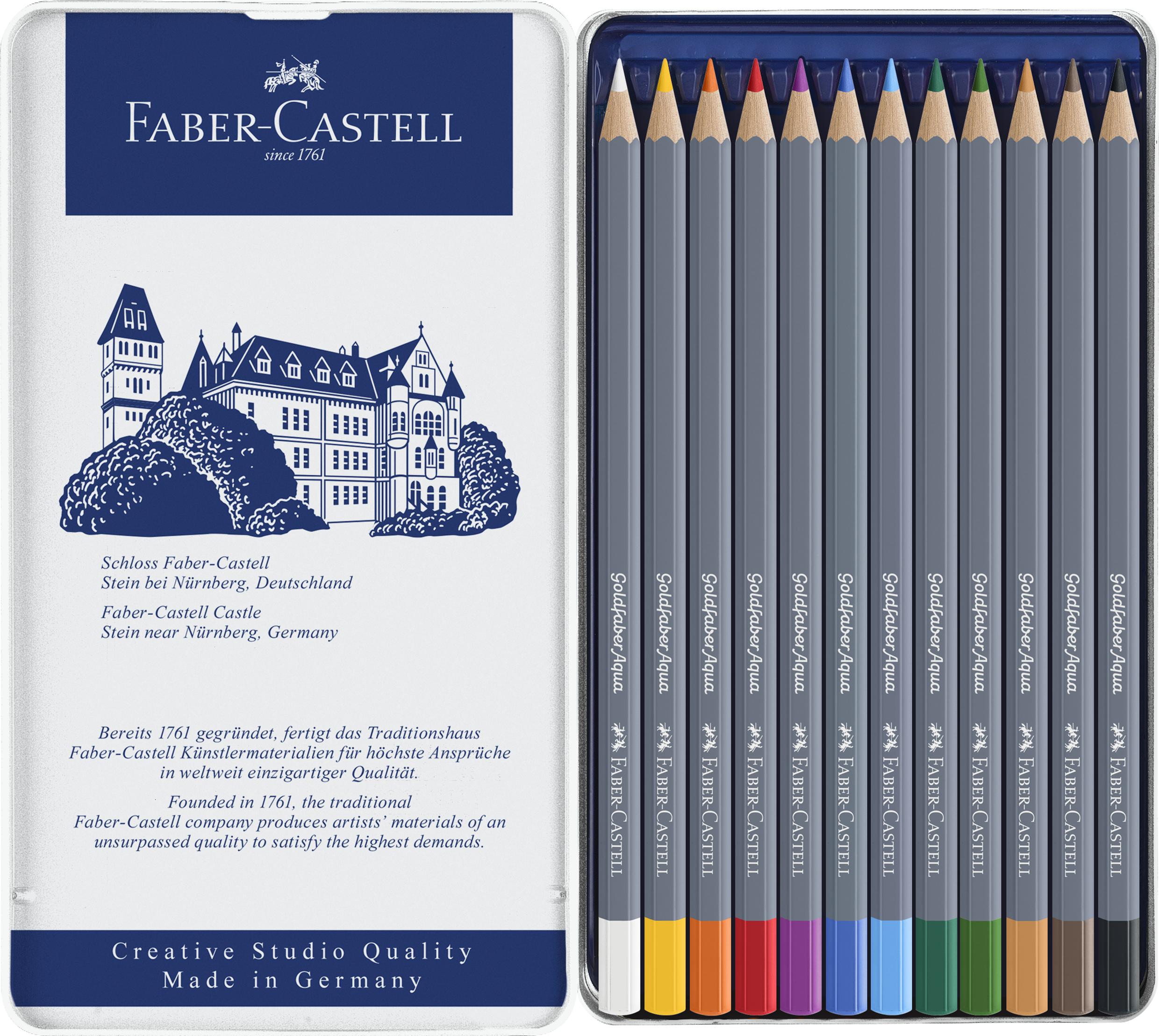 Faber-Castell - Watercol. penc. Goldfaber Aqua tin (12 pcs) (114612)