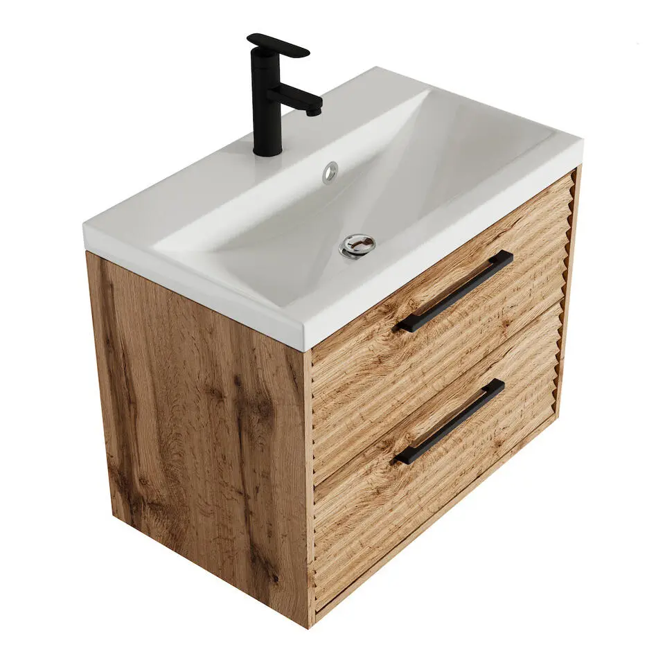 Badplaats Badkamermeubel Set Etna 01 60 cm – Eiken – Hangend Wastafelmeubel met