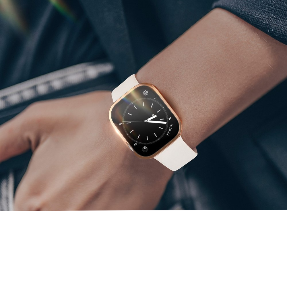 Apple Watch (40mm) Hardcase Bumper Hülle mit Galvanisiertem Rahmen   Display Schutzglas - Roségold