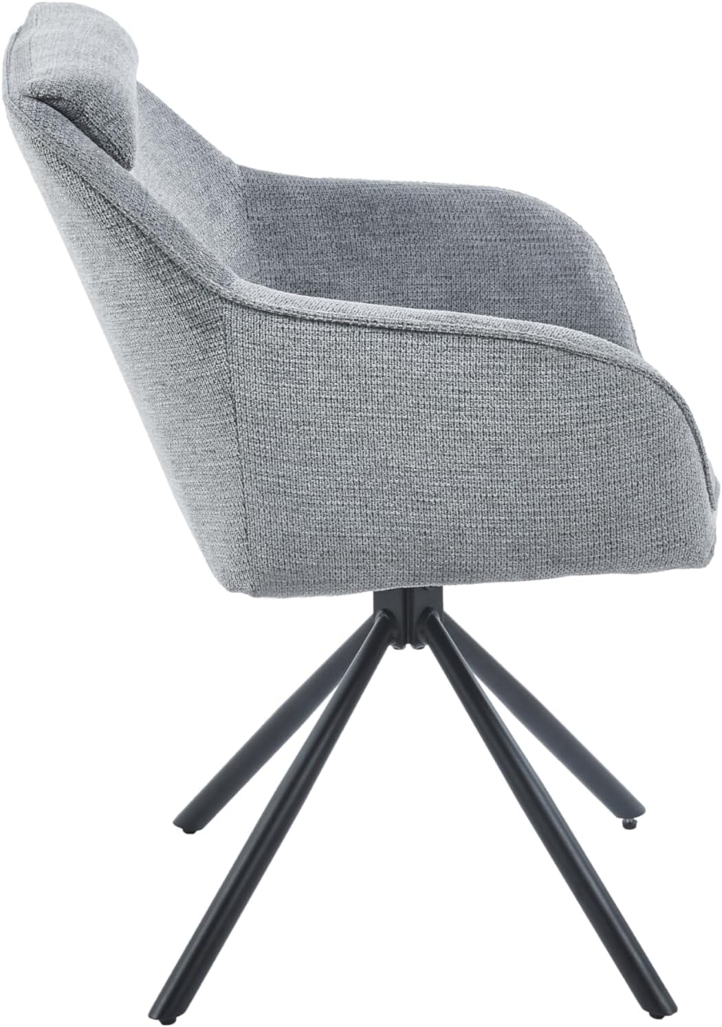 SAM 6er Set Esszimmerstuhl Mucki | Stoffbezug | Farbe: Silber | 360° drehbares Metallgestell | Integriertes Kopf- & Nackenkissen | Armlehnen | Drehstuhl für Esszimmer & Büro