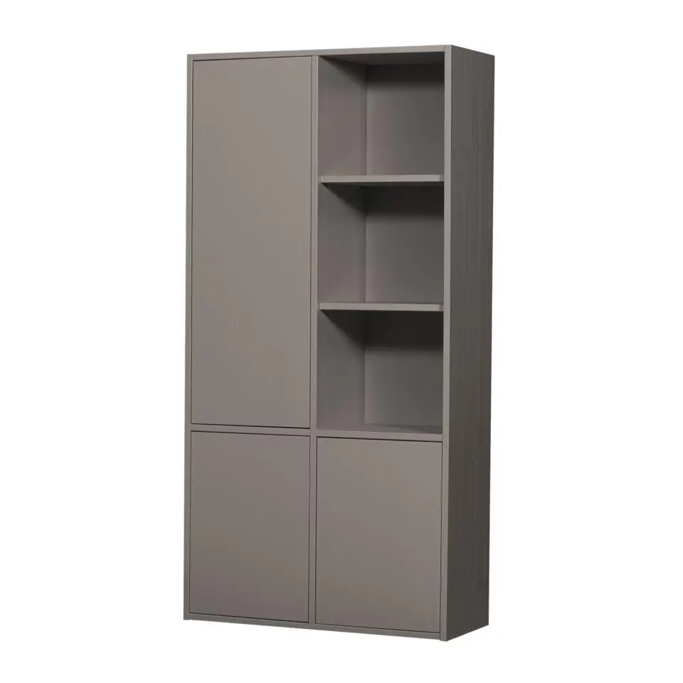 WOOOD Merel opbergkast - Grenen - Warmgrijs - 100x200x44