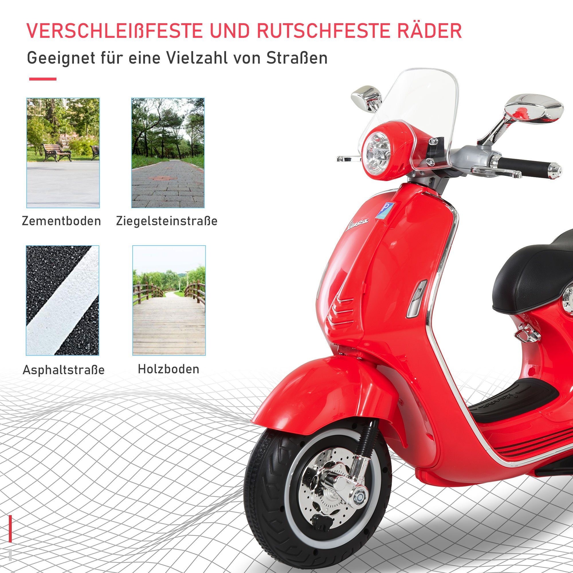 Motocicleta elétrica infantil HOMCOM com MP3, luzes e música, para crianças de 3 a 6 anos, em PP, branca, capacidade de carga de 30 kg (1 unidade), 108 cm (C) x 49 cm (L) x 75 cm (A)