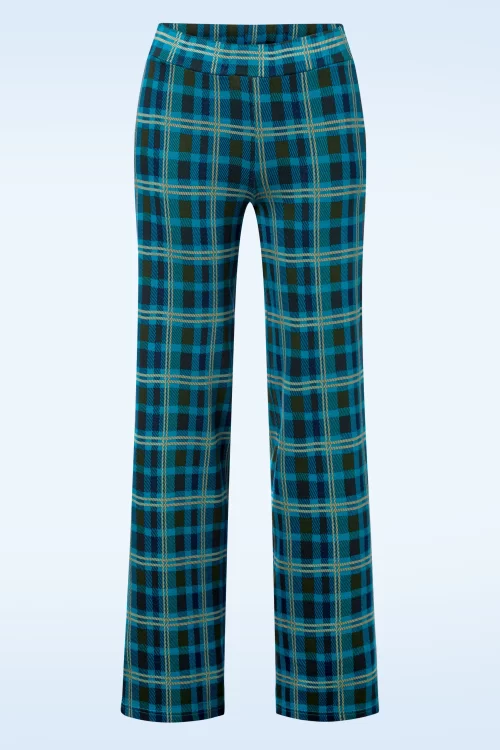 Bakery Ladies Mira Straight Check pantalon in saffierblauw