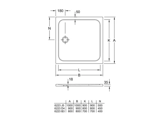 Receveur de douche antidérapant 90 x 90 VILLEROY ET BOCH Lifetime Plus Cerasoft céramique blanc