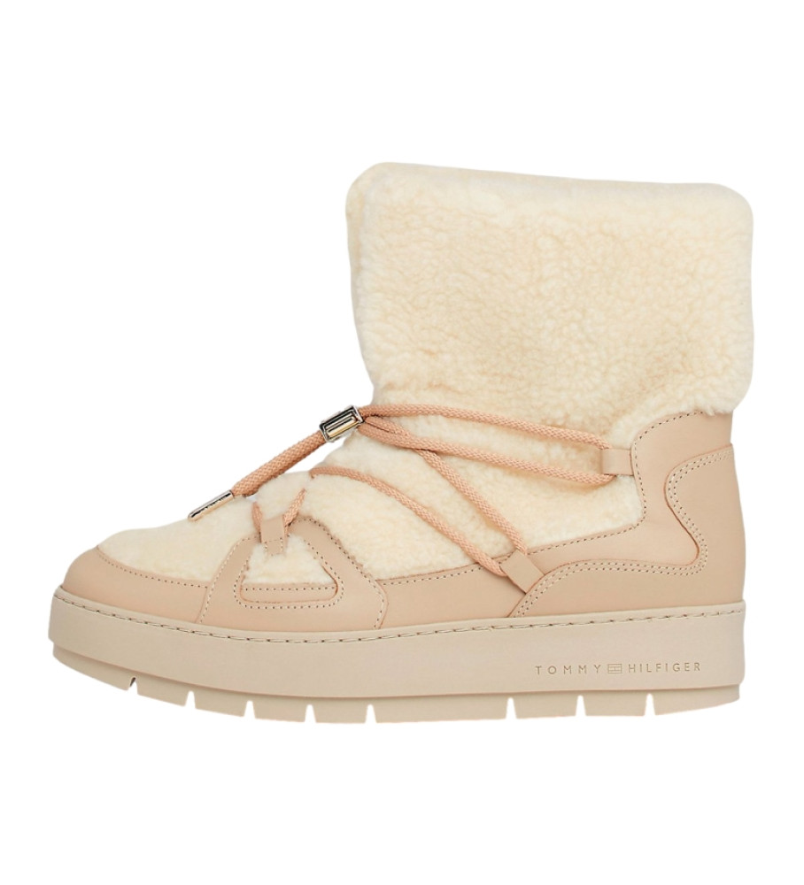 Botas de neve Tommy Hilfiger bege de pelúcia