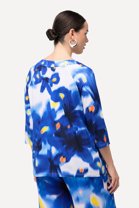 Shirt, Blüten, Classic, Rundhals, 3/4-Arm