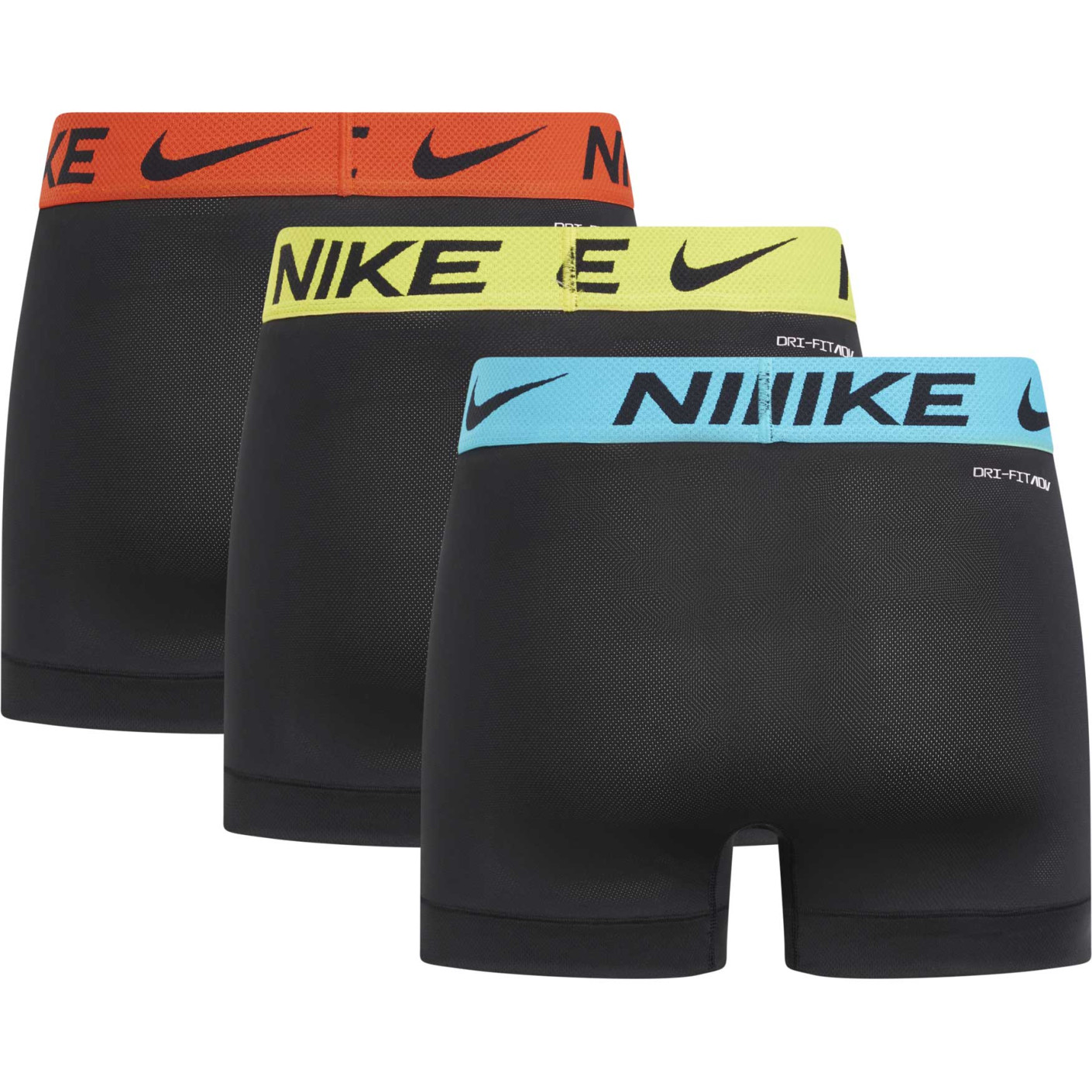 Nike Dri-FIT Elite Breathe Boxershort Trunk 3-Pack Zwart Lichtblauw Geel Oranje
