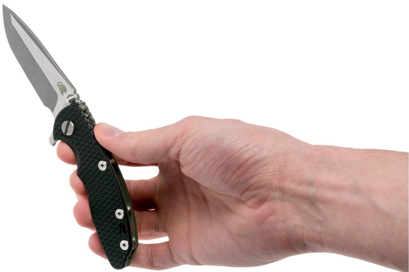 Rick Hinderer XM-18 3” Spanto Gen 4 CPM 20CV Black G10, Battle Green, zakmes