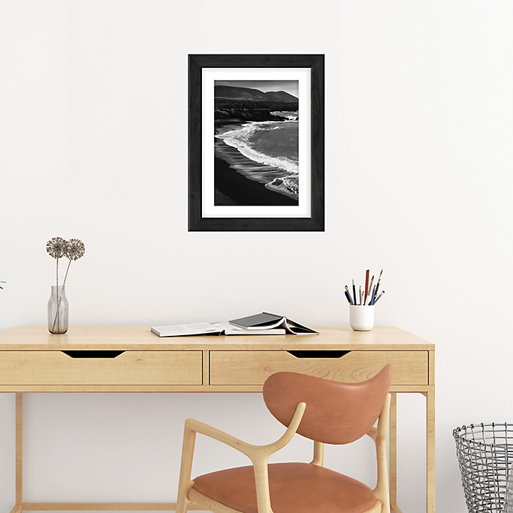 Photo encadrée adhésive Vinyl Way mer noir et blanc L.30 x l.39 cm