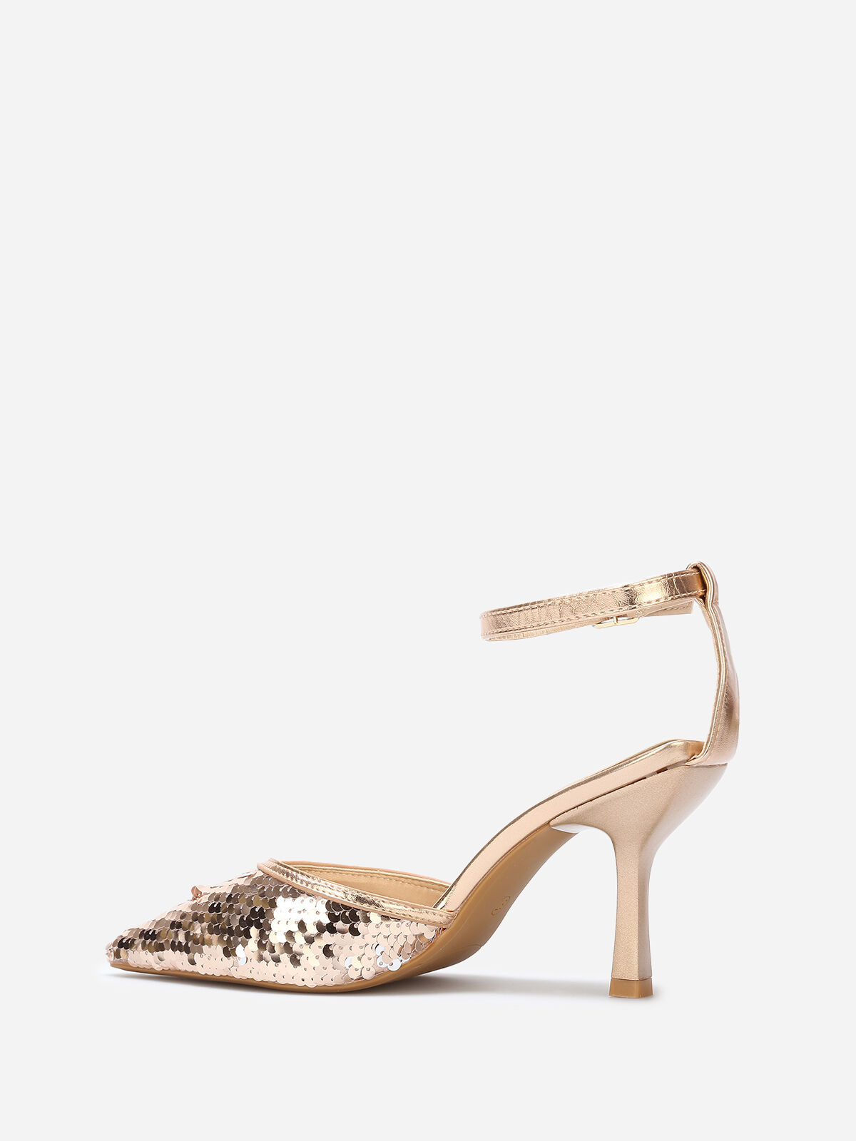 Escarpins pointus à sequins- Doré rose