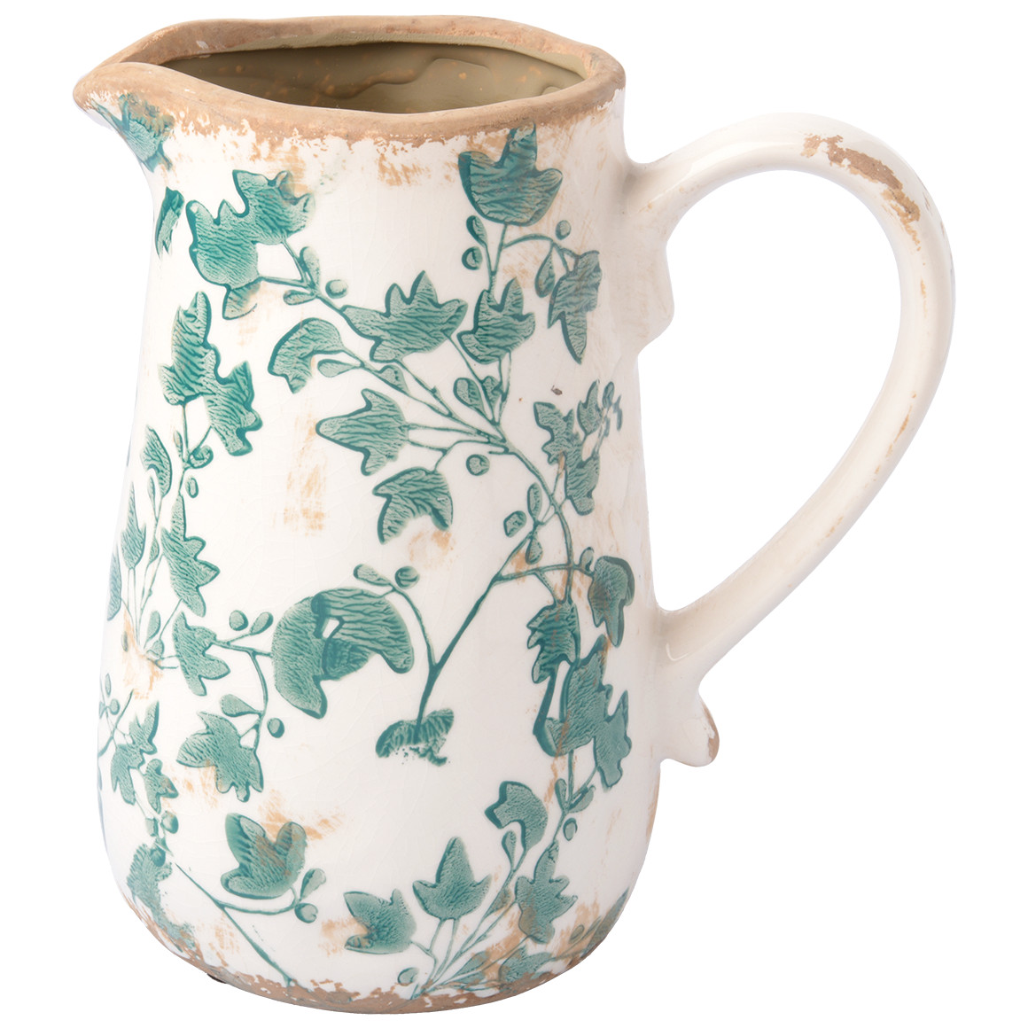 My Home Deko-Krug mit Efeu-Motiv creme / dunkelgrün