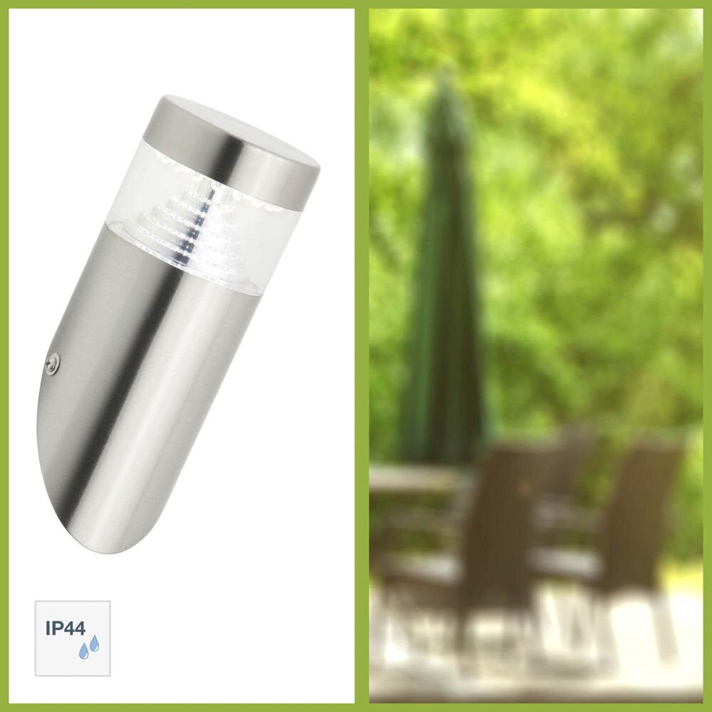 Avon LED wandlamp in zilver, 4W, 460lm, IP44, schuin