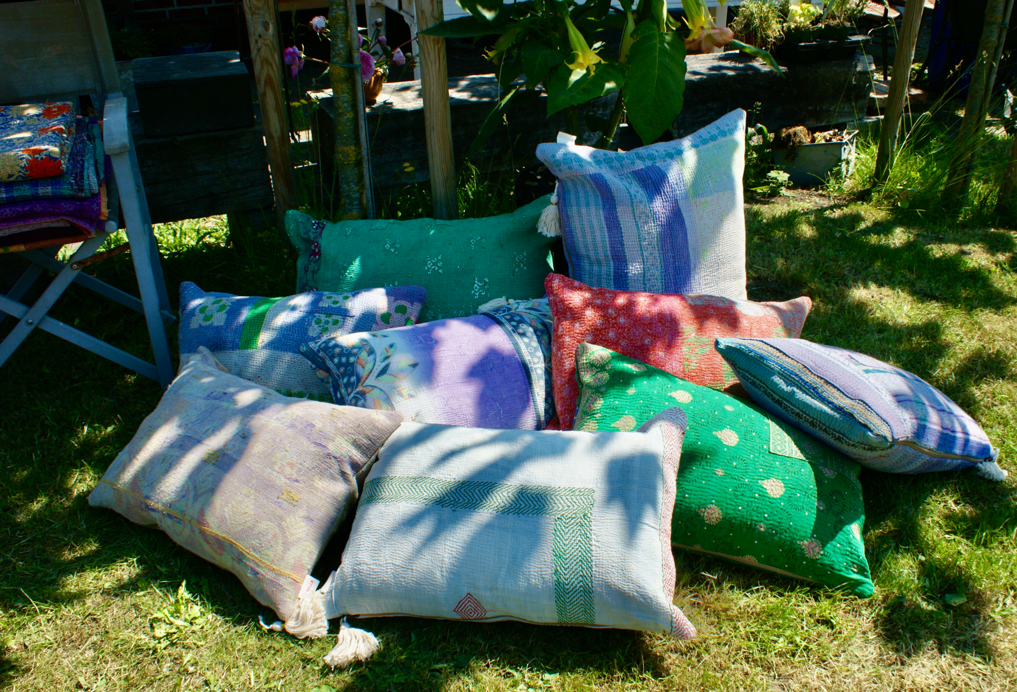 Kussen Kantha vintage 50x70 cm yellow