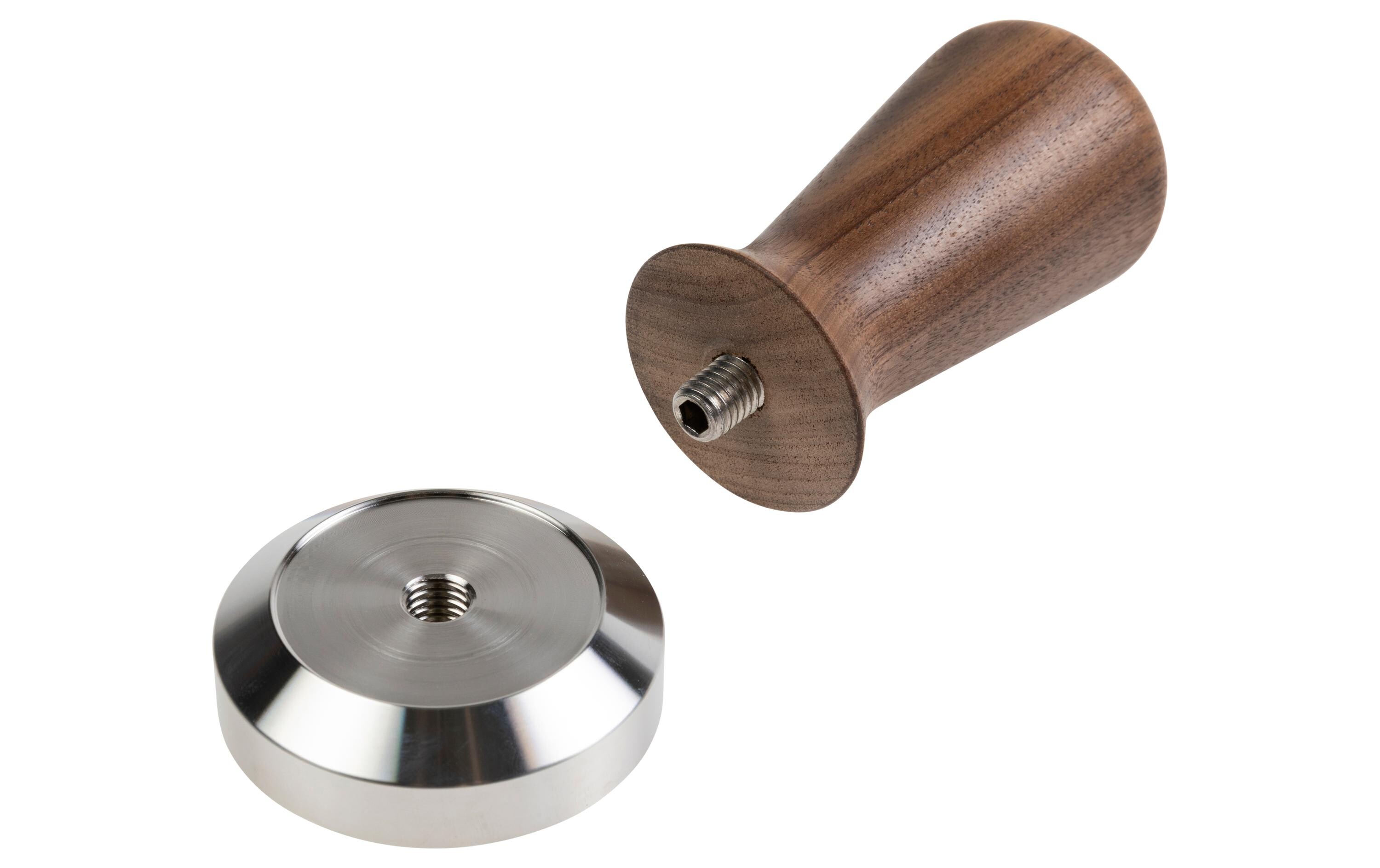 Tamper Walnuss, 51 mmKaffee-Tamper zum Verdichten des Kaffeepulvers im Sieb
