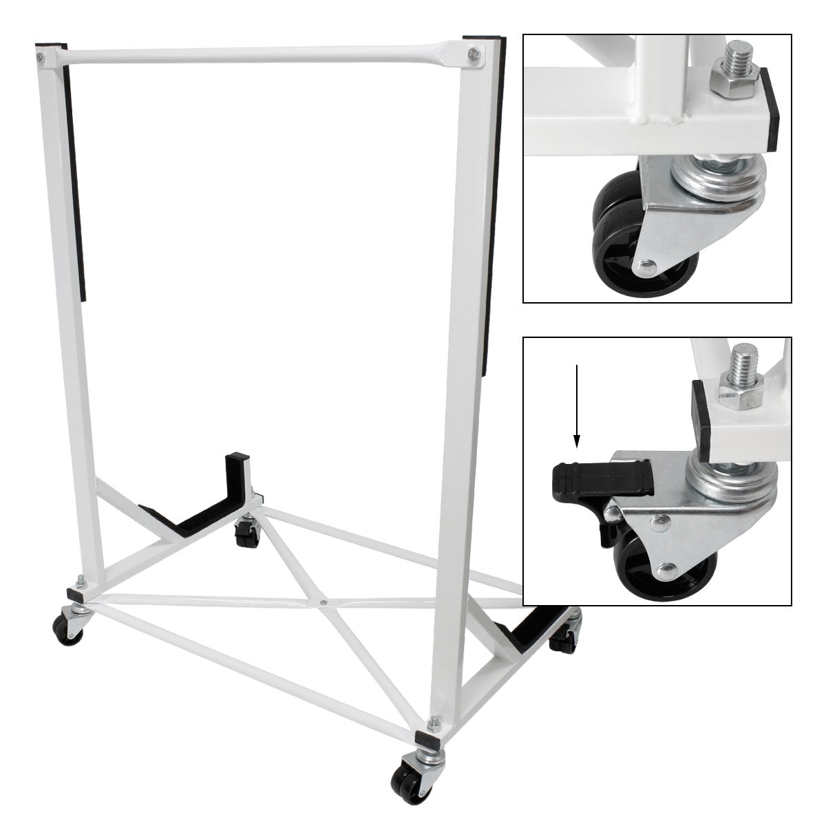 ECD Germany Hardtop Stand met 4 vergrendelbare wielen incl. hoes - Wit - Gemaakt van gepoedercoat staal - Hardtop Stand Hardtop Houder Opbergtrolleyhoes Beschermhoes
