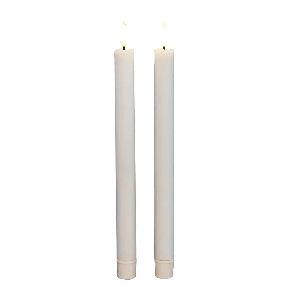 Anna Collection Led dinerkaarsen - 2x - wit - 25 cm - 3D vlam