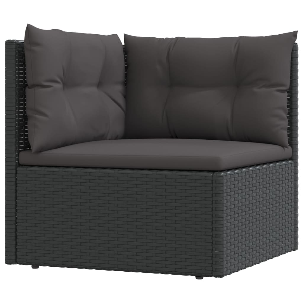 Salon de jardin meuble d'extérieur ensemble de mobilier 4 pièces avec coussins noir résine tressée