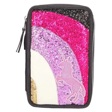 Depesche Ylvi & the Minimoomis Federtaschen Regenbogen Glitzer Anthrazit 3-Fach