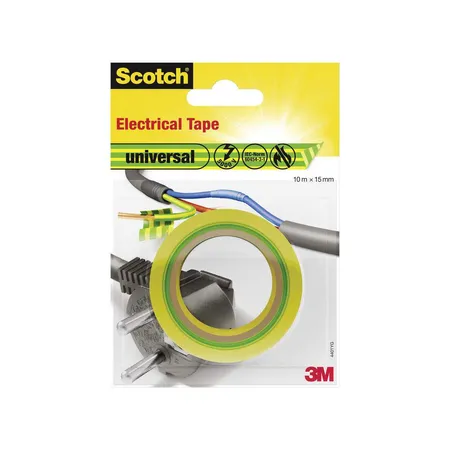 Scotch® Isolierband universal 15 mm x 10 m, gelb, grün, 1 Rolle