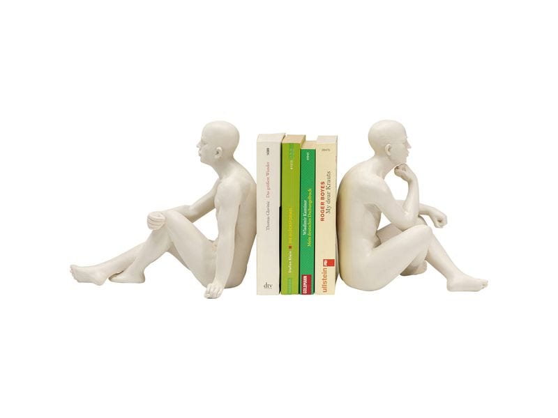 Kare Buchstütze Meditating Man 2er Set, Beige Buchstützen für das Bücherregal