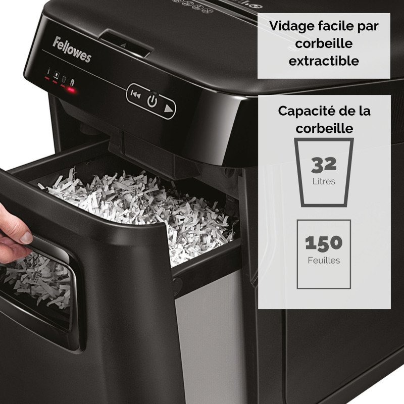 Destructeur Fellowes automax 150C - coupe croisée