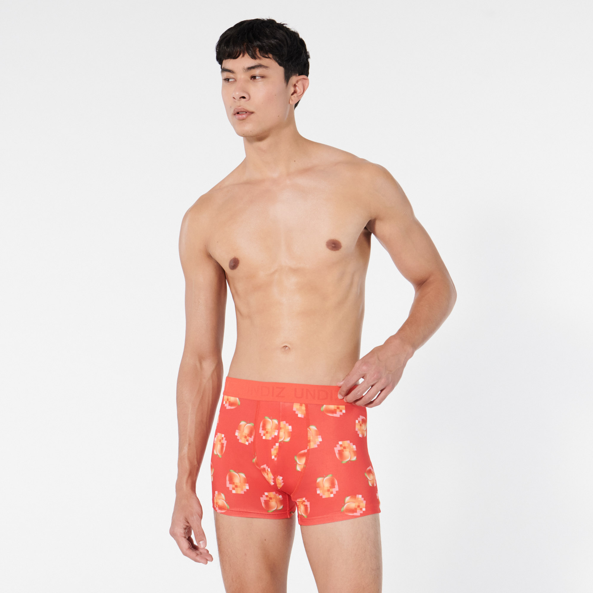 Boxer à motifs pêches en microfibre
