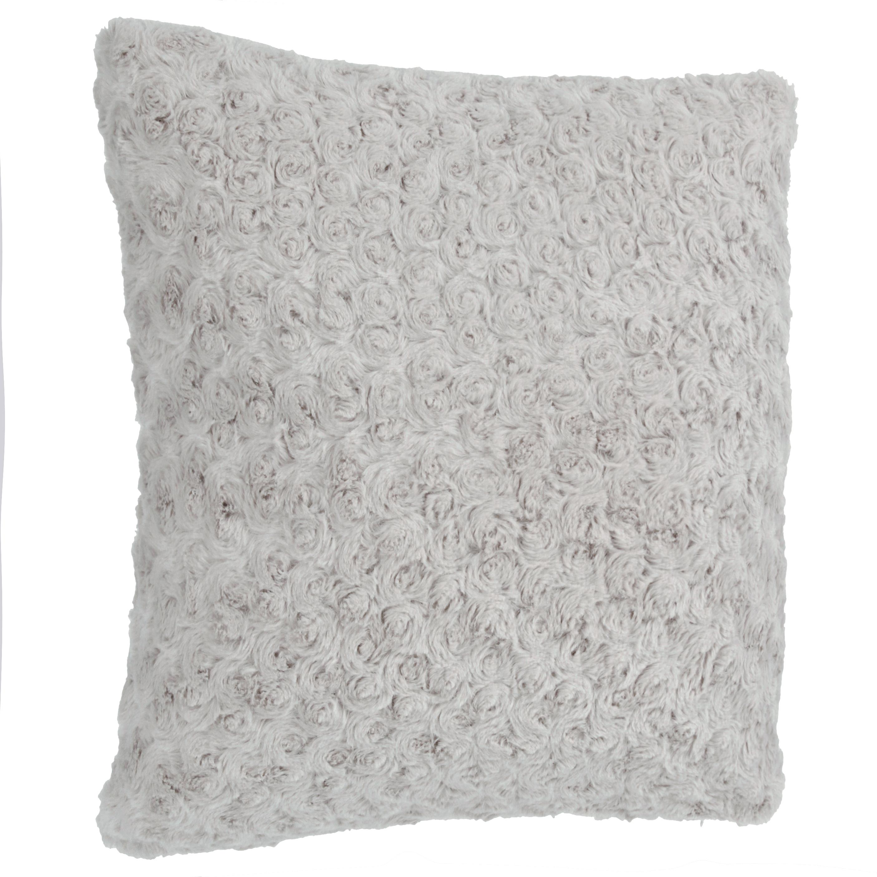 COUSSIN FOURRURE BOUCLEE GRIS CLAIR 45X45CM
