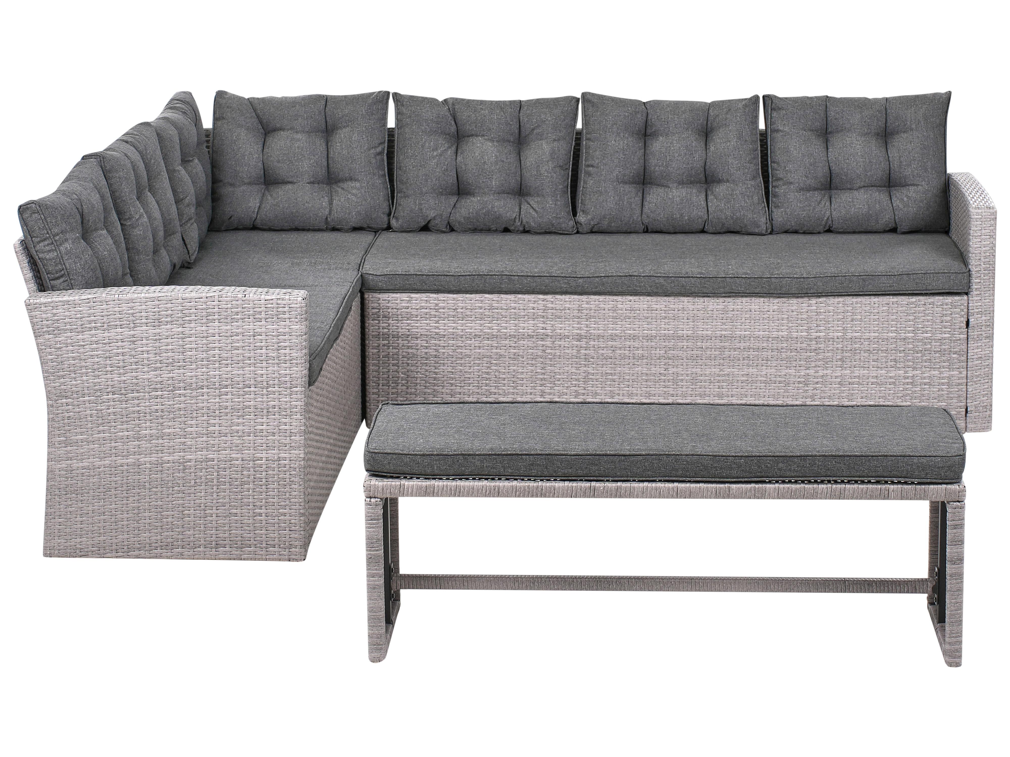 Loungeset hoekbank 8-zits PE rotan grijs VITERBO