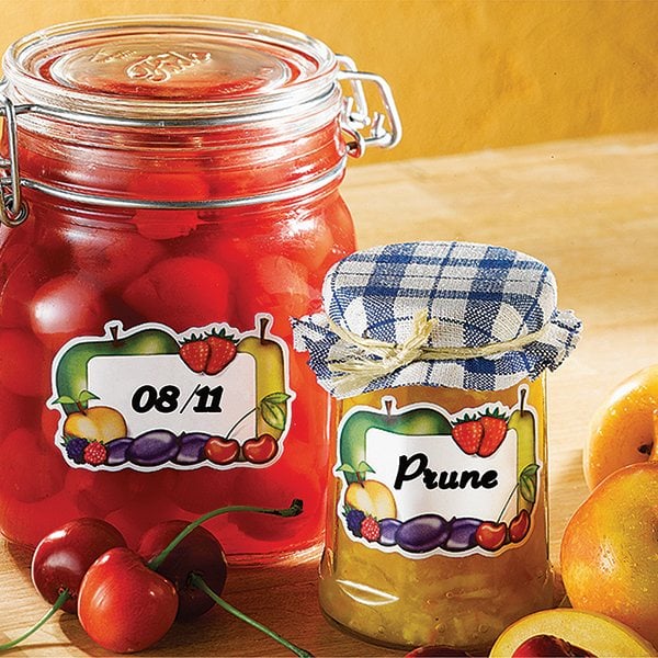 Lot Bassine à confiture 38 cm et 100 étiquettes autocollantes décor fr