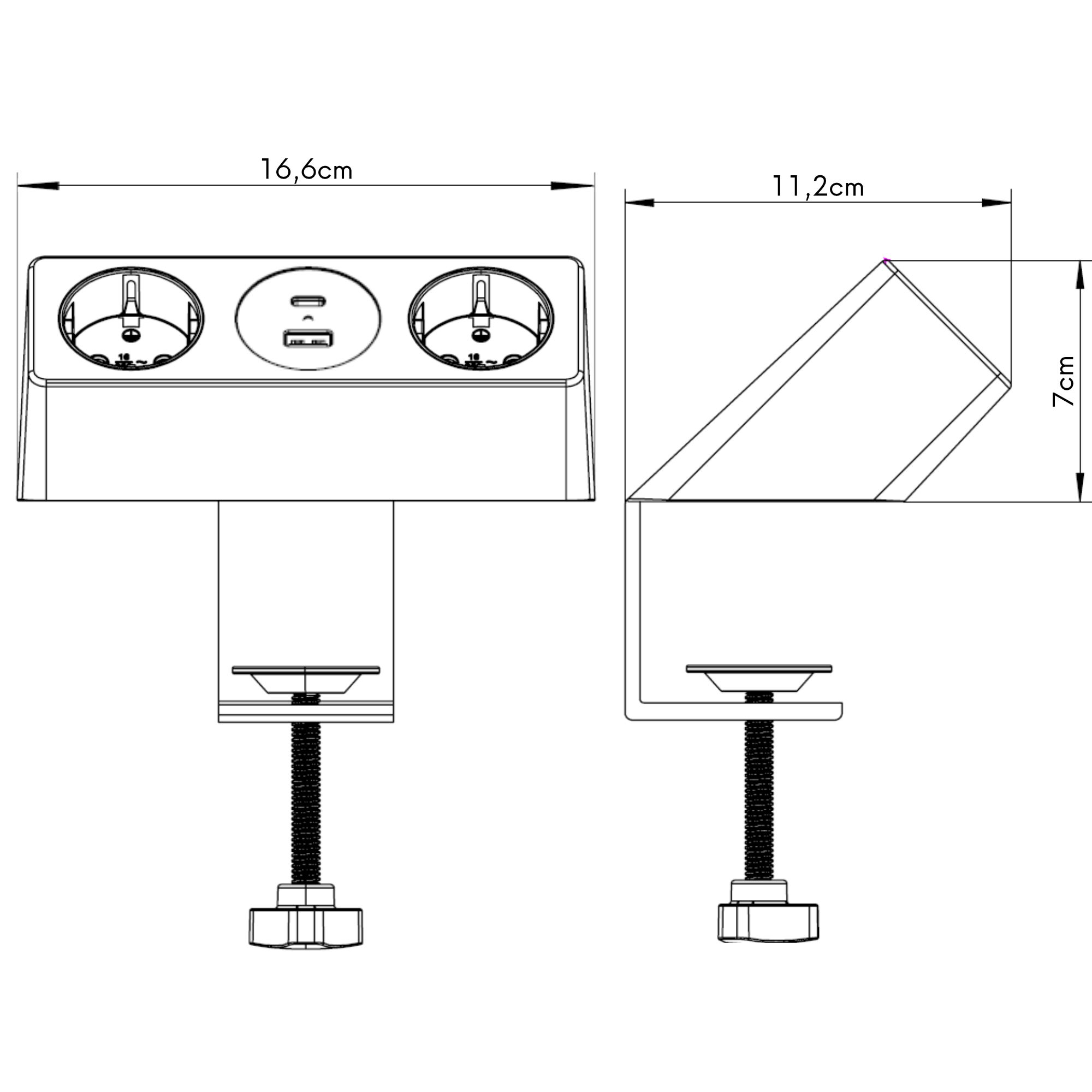 Nexura; 2er Klemmsteckdose USB-Port A/C; 230VAC; 16A