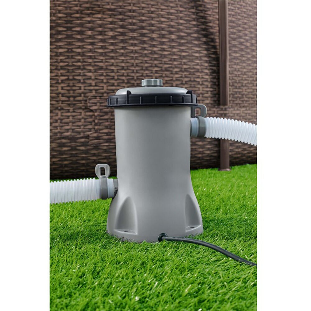 Piscine autoportante Fast Set Bestway motif rotin gris avec filtre Ø457xH107cm