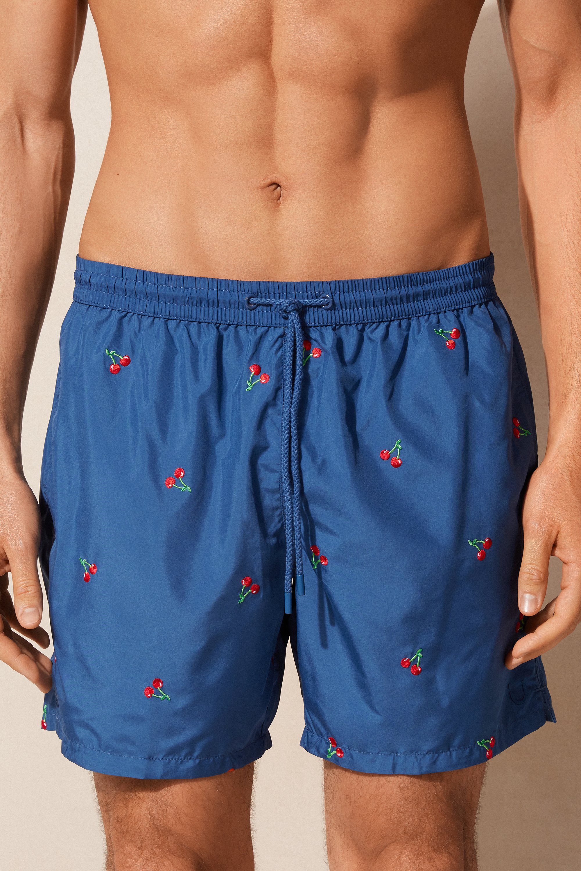 Maiô boxer com bordado de cerejas