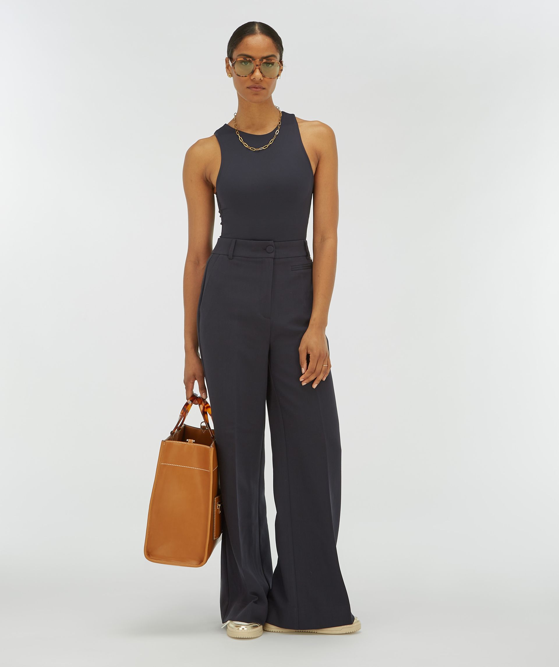 JV-KATE high rise wide leg broek - dark blue