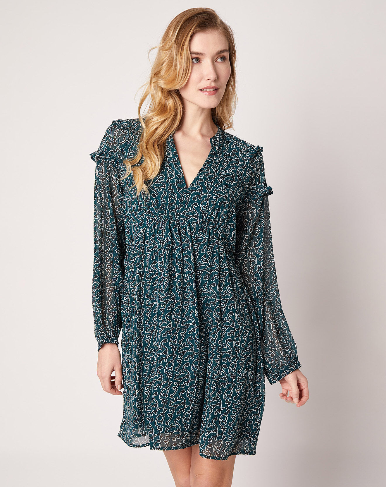 An'ge Robe Odette imprimée vert sapin