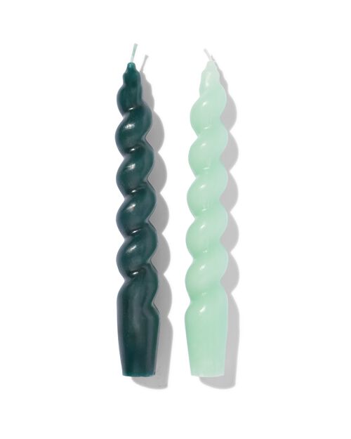 bougies torsadées courtes vertes 2 pièces