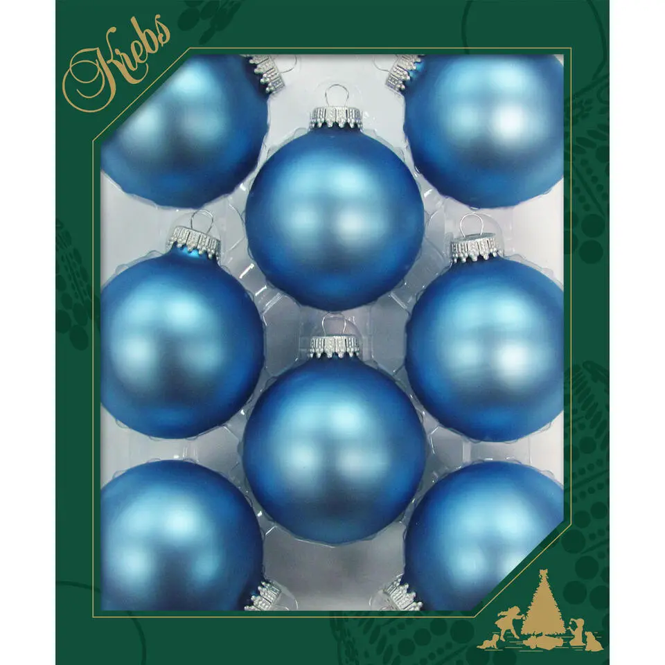 Krebs Kerstballen - 8 stuks - velvet blauw - glas - 7 cm