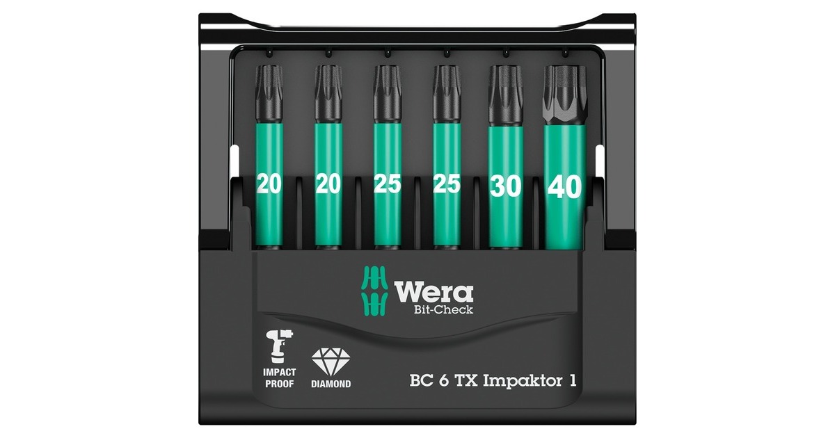 WeraBit-Check 6 TX Impaktor 1 bitset  (6-delig, Diamantcoating)