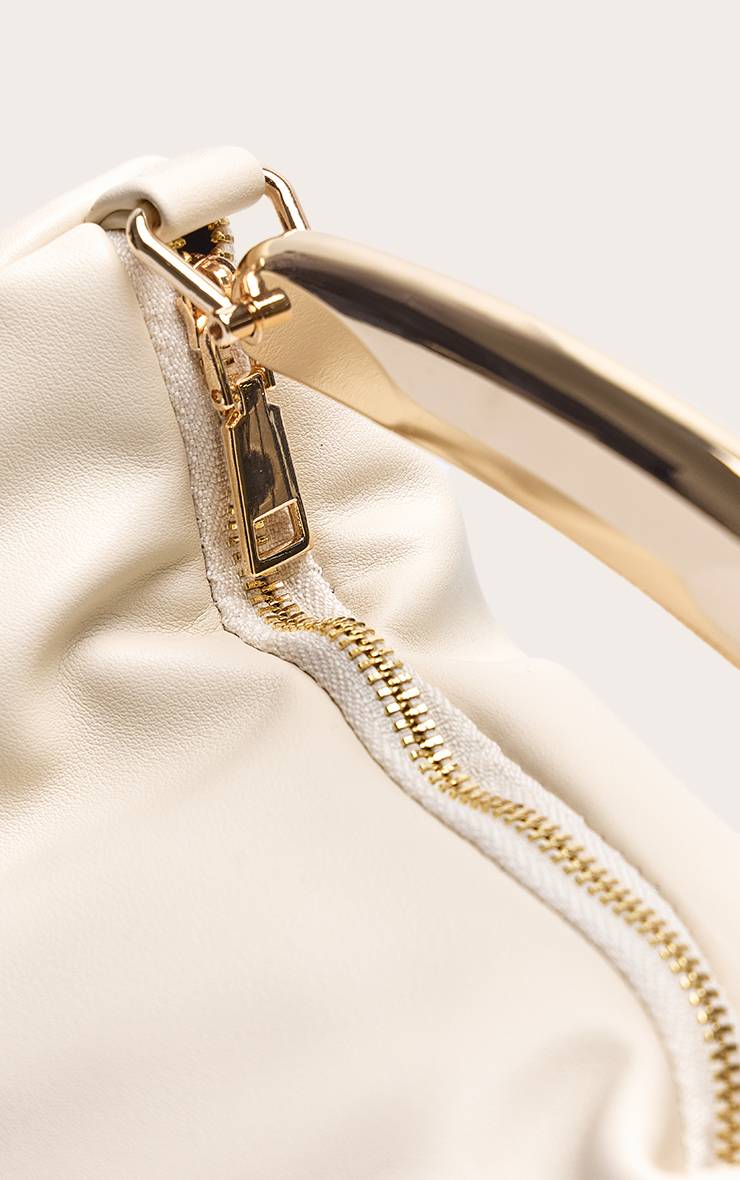 Crème Sac À Main En Synthétiquecuir Crème Avec Poignée Abstraite Dorée
