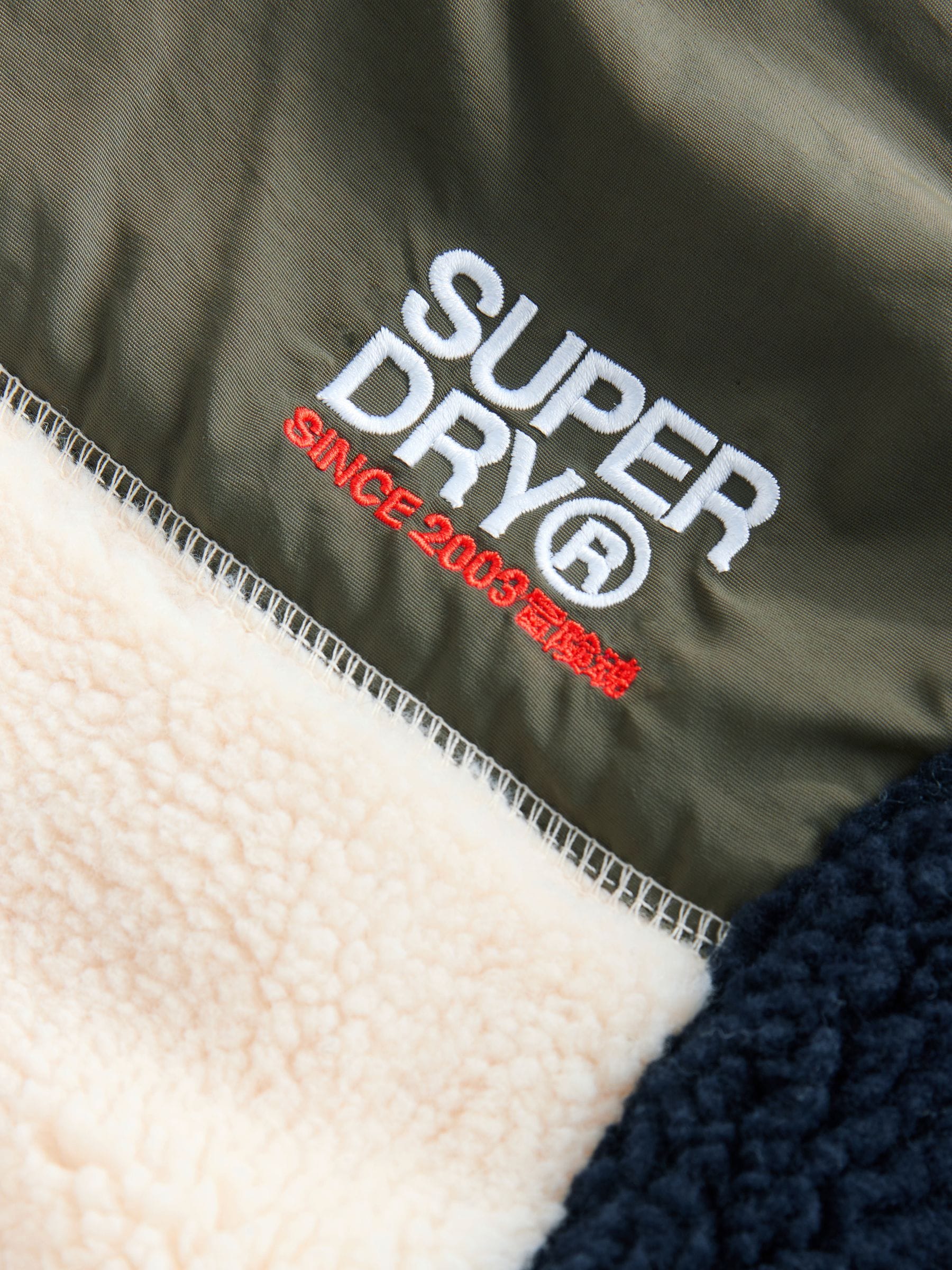 Marineblauw - Superdry - Jack met rits en borgvoering