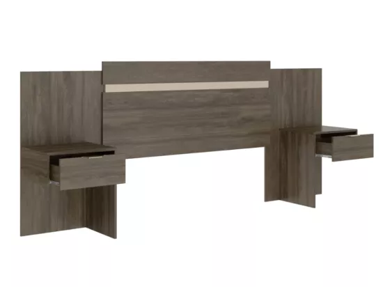 Tête de lit extensible avec chevets - 140/160 cm - Marron - PARATI