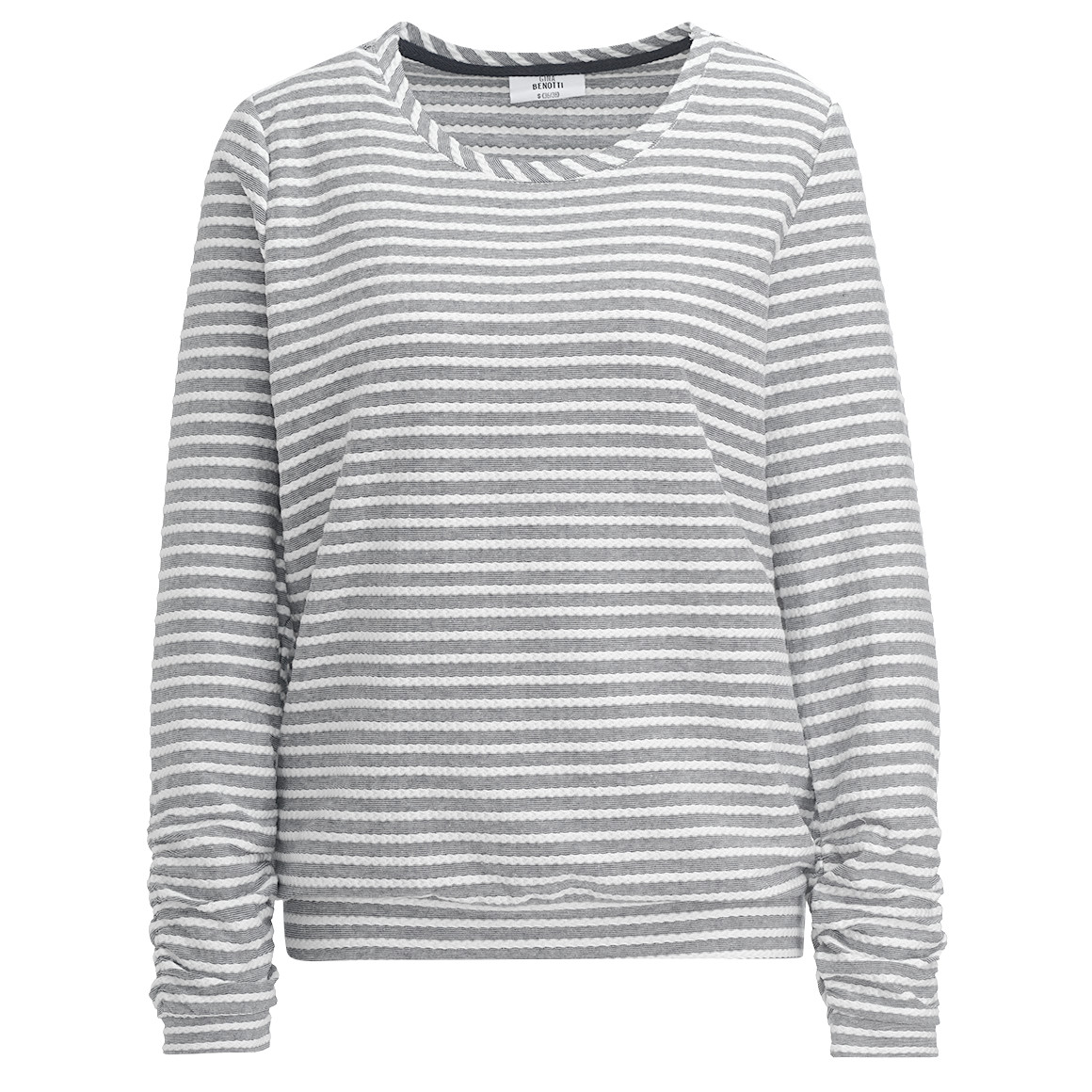 Gina Benotti Damen Langarmshirt mit Raffung hellgrau
