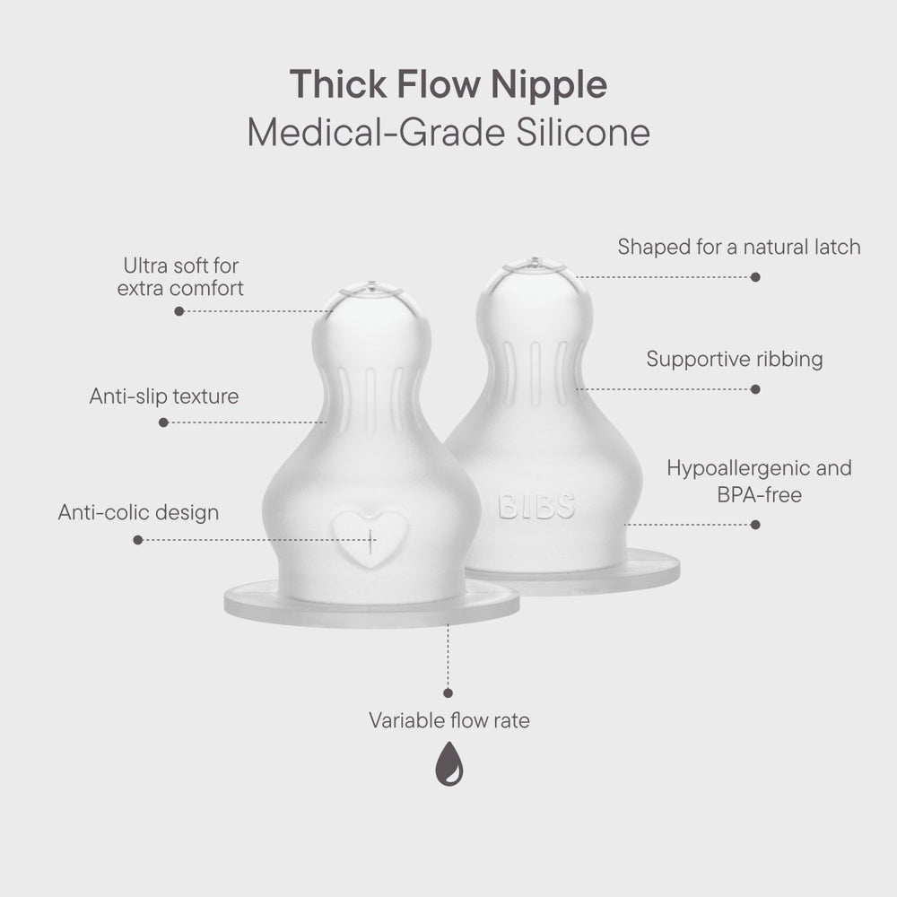 Køb Bibs Baby Flaske Nipple Round Silikone 2-Pak Thick Flow
