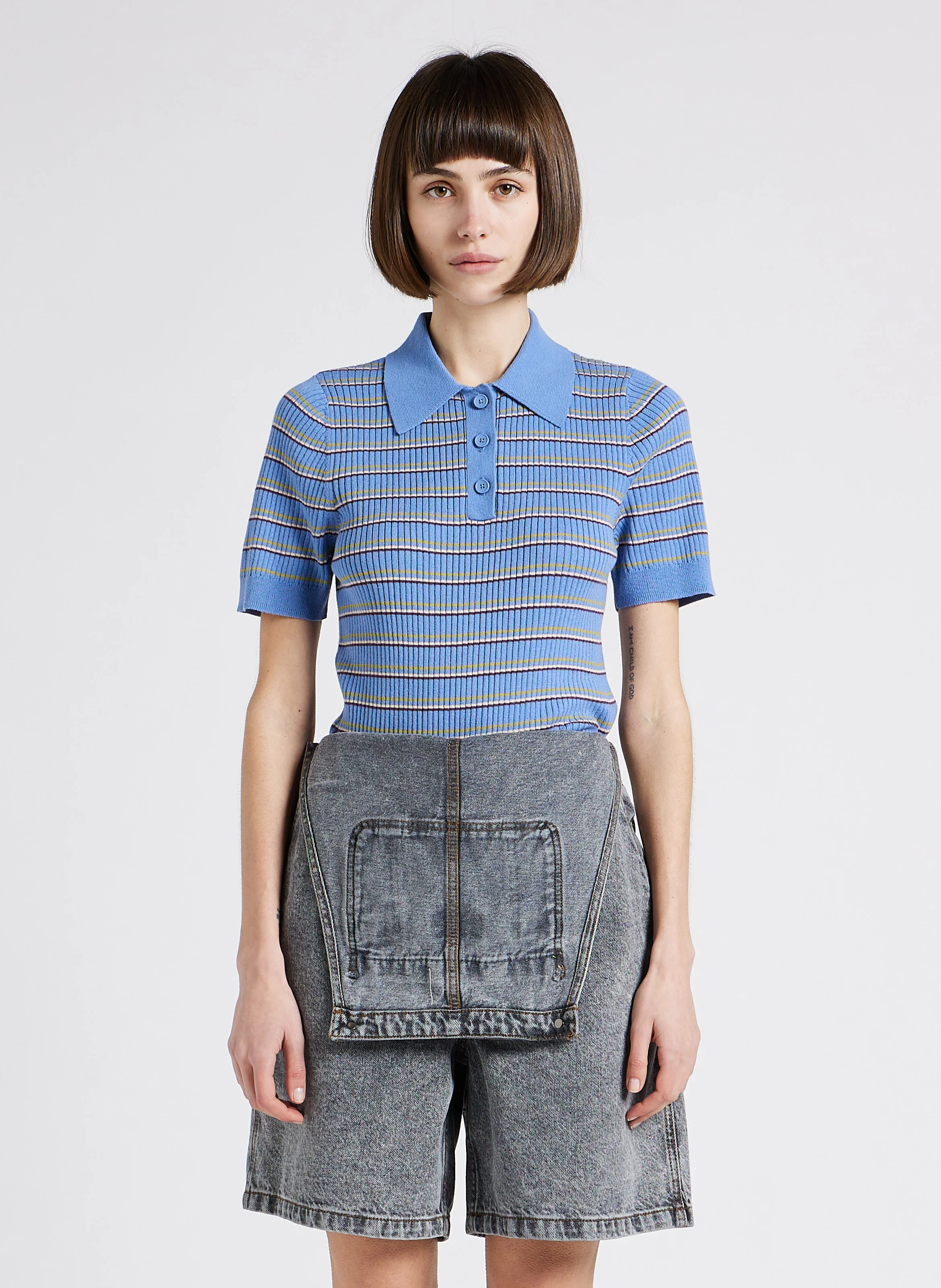 SODA SWEATER POLO - Polo moulant en coton à rayures | Bleu