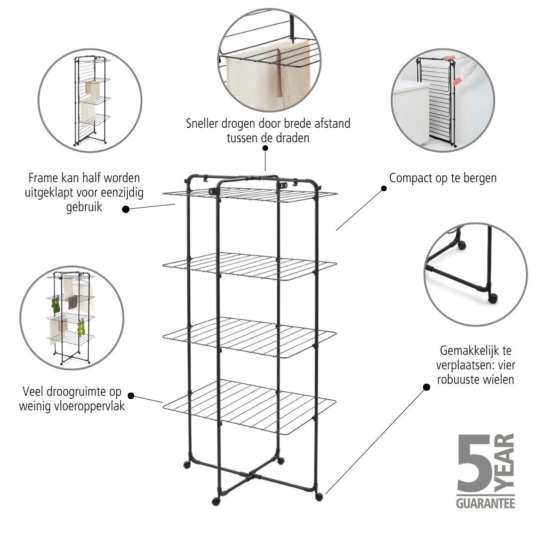 Brabantia HangOn Droogtoren 30 m - Matt Black