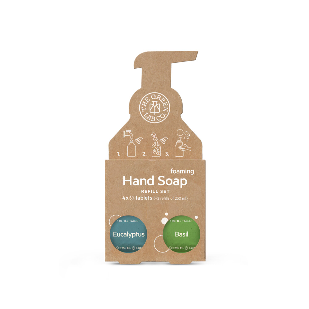 The Green Lab Co Navulverpakking Handzeep Tabletten Eucalyptus & Basilicum4 stuks