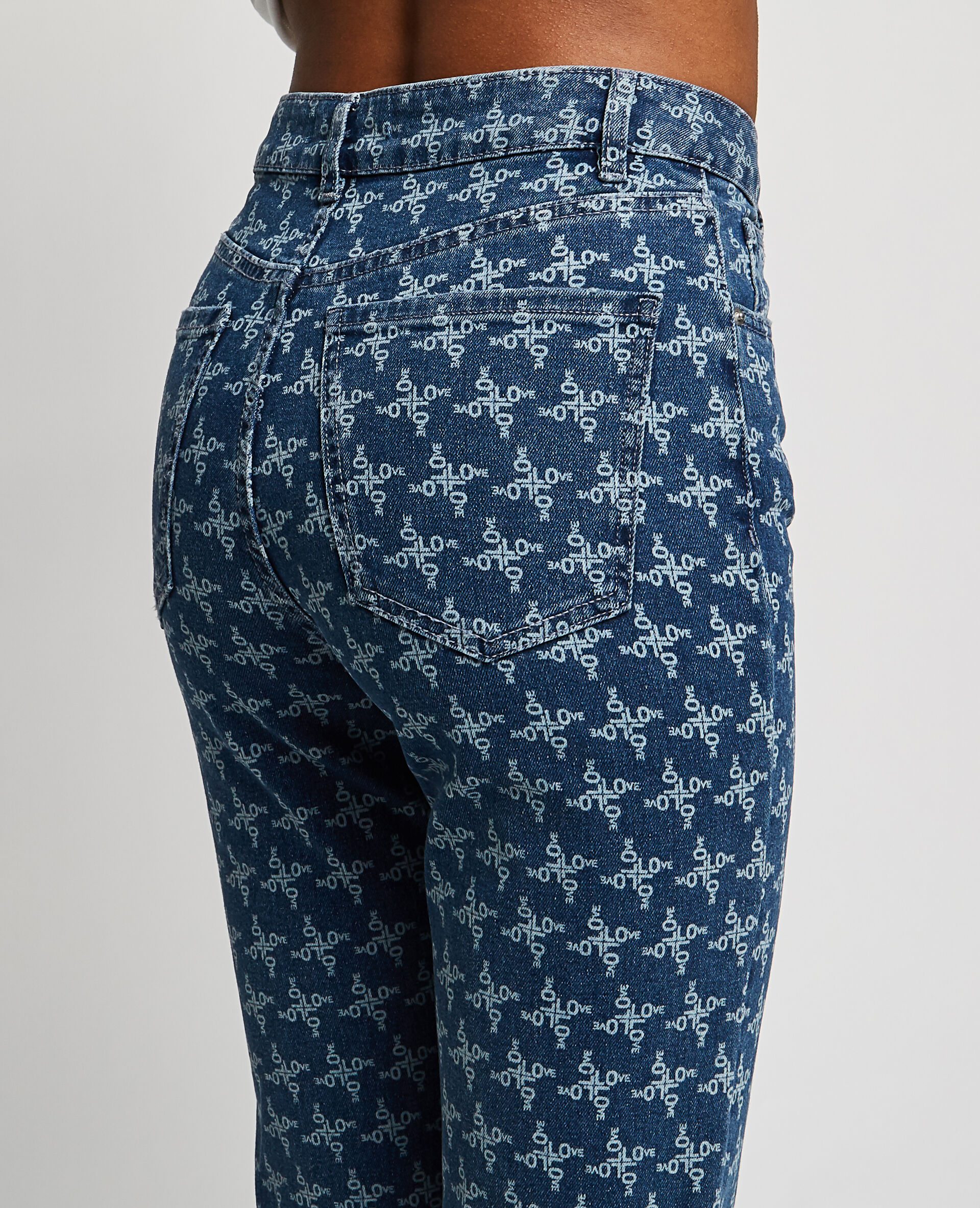 Jean flare taille haute - Bleu