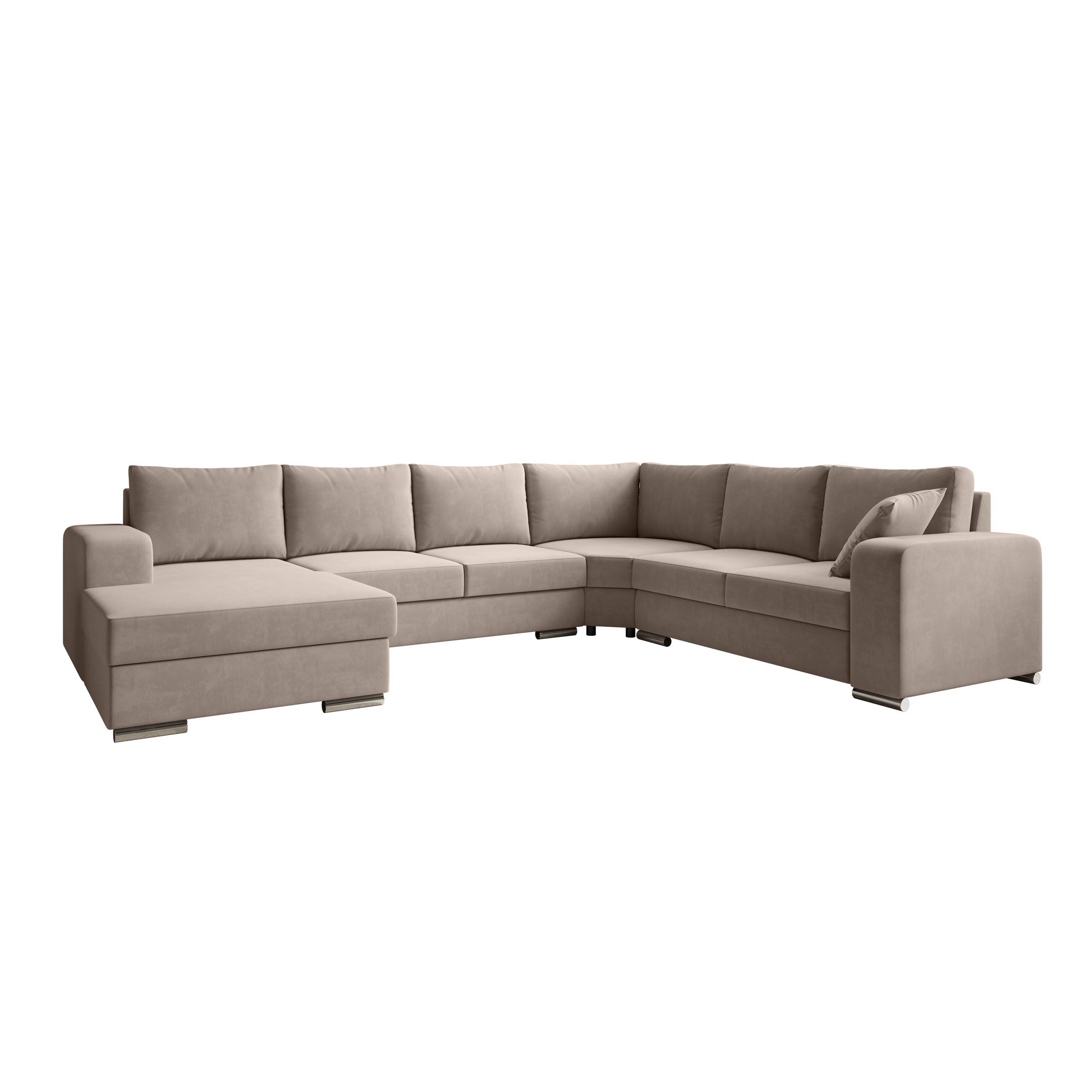 Adel - Hoekbank 5-zits met chaise longue - Stof beige - Links
