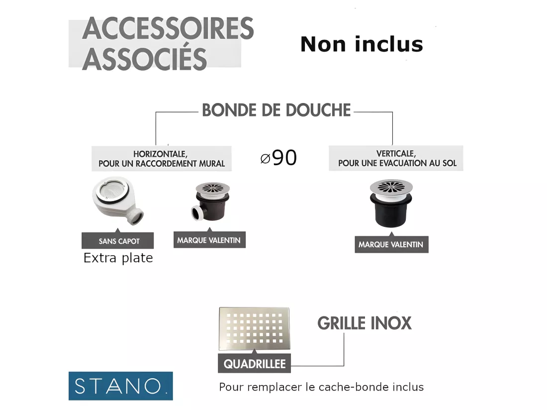 Receveur de douche 90 x 120 cm extra plat LUCIA en SoliCast® surface ardoisée blanc