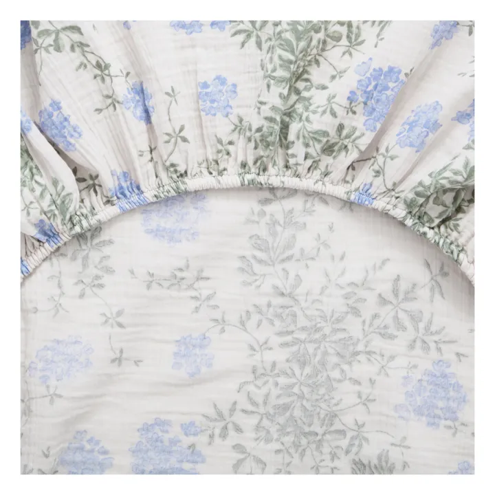 garbo&friends Drap-housse Plumbago en coton bio | Bleu