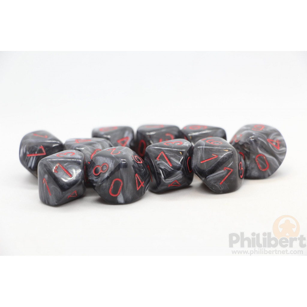 Set de 10 Dés 10 Faces Chessex Velvet